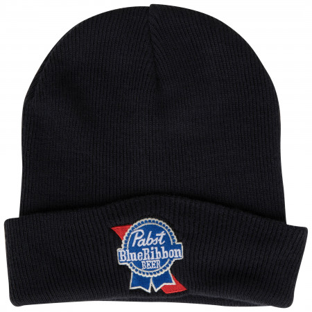 Pabst Blue Ribbon Beer Logo Navy Colorway Cuffed Knit Beanie